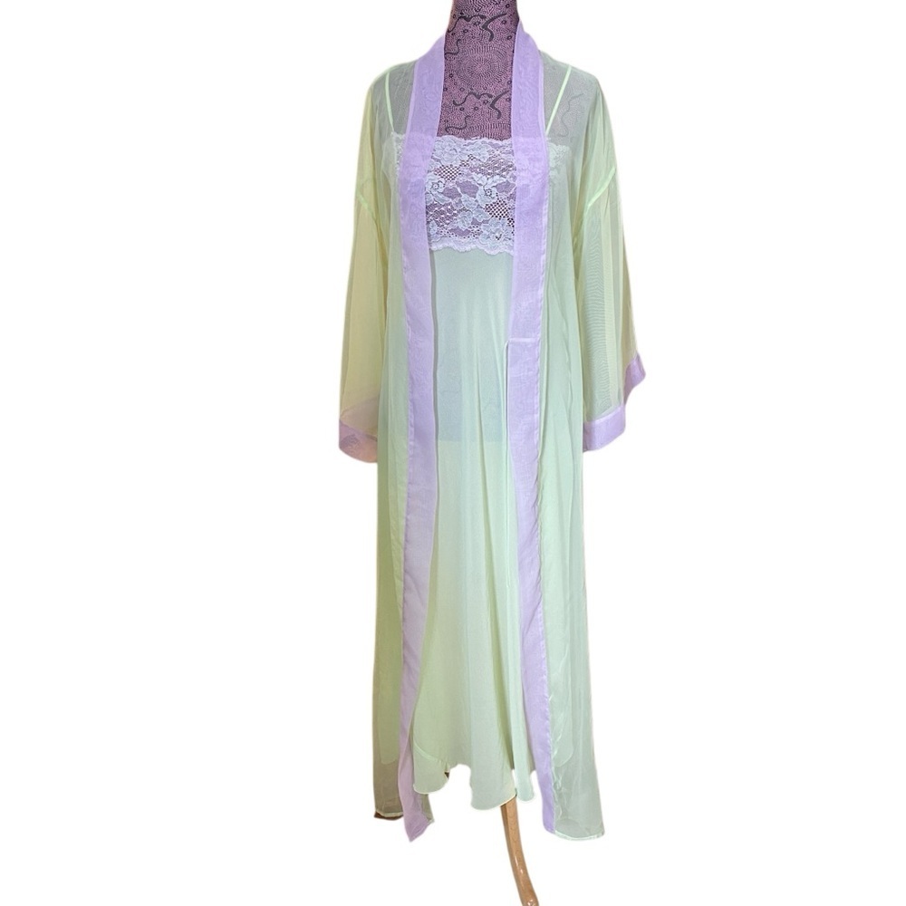 Vtg Victoria’s Secret 90s Heart Label Semi Sheer Negligee Robe 2pc